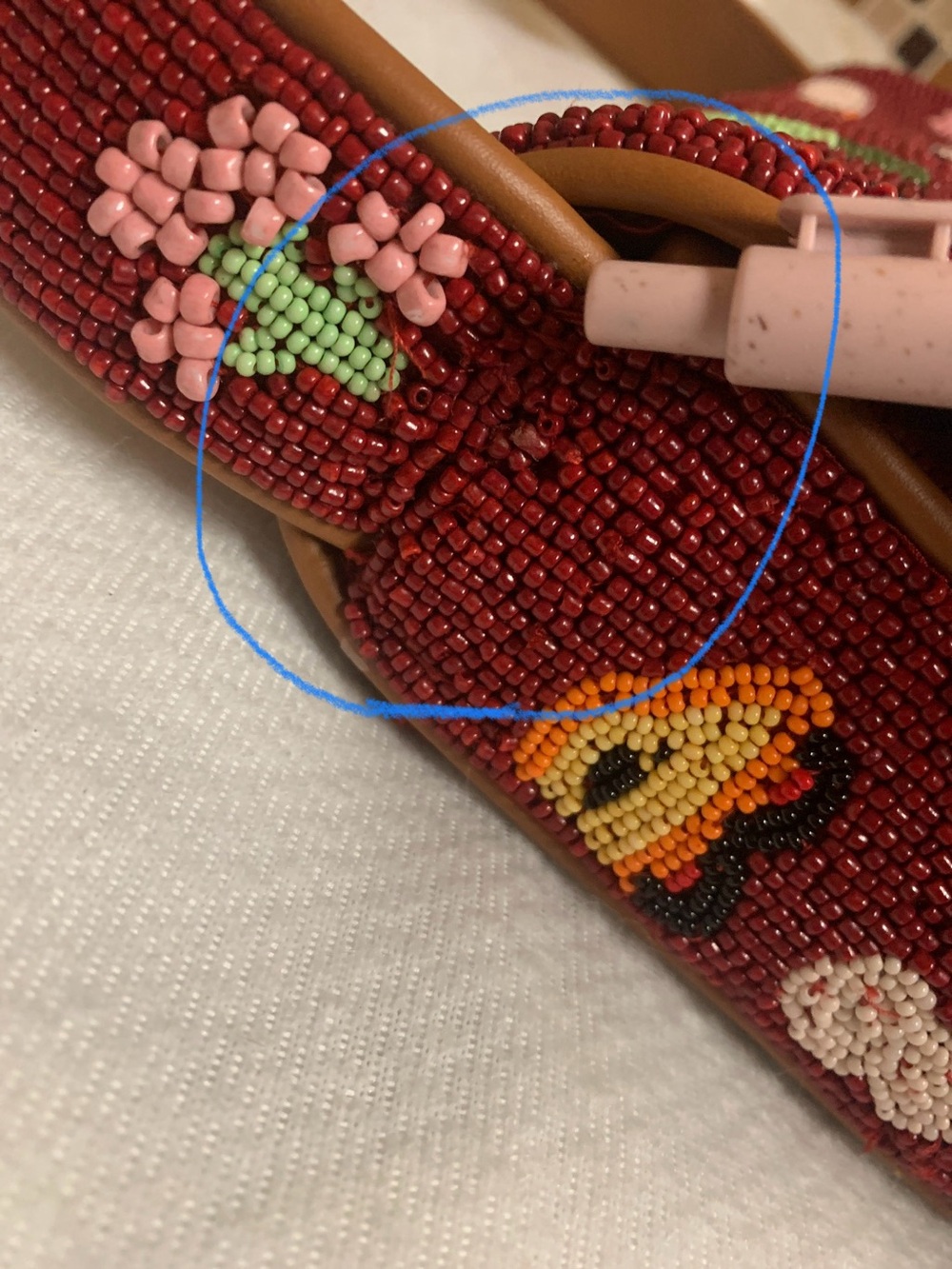 STAUD Tommy Beaded / Embroidered Folk Town Shoulder Bag Red W Tan Trim $325 MSRP - Picture 16 of 17